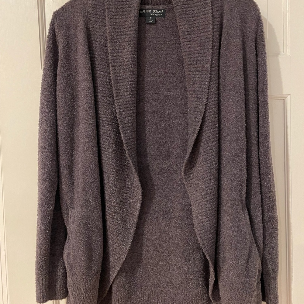 Barefoot Dreams Purple Cardigan Sweater Soft Knit Open Front